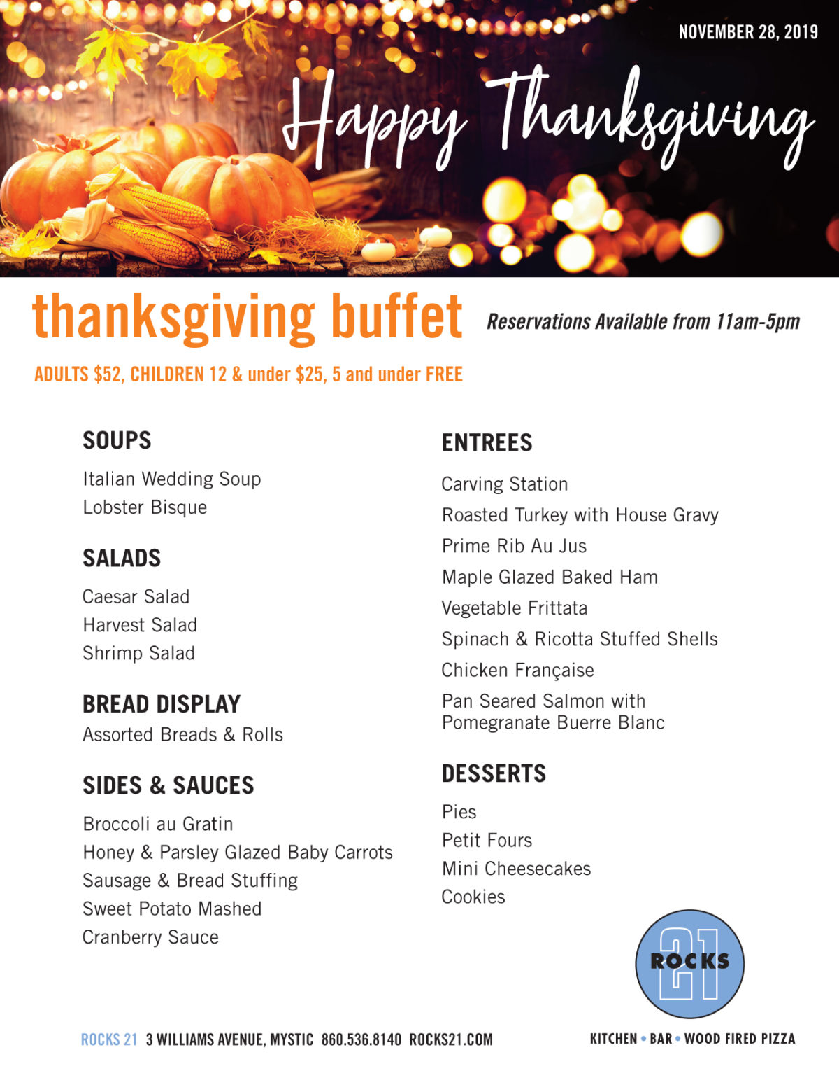 Thanksgiving Day Buffet Rocks 21